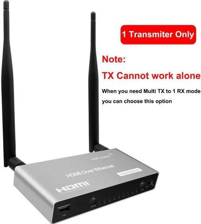 (AU Plug)(only One TX)200M Wireless HDMI KVM Extender 1080P WiFi HDMI Extender with USB Extension Transmitter Receiver kit Support USB Mouse Keyboard