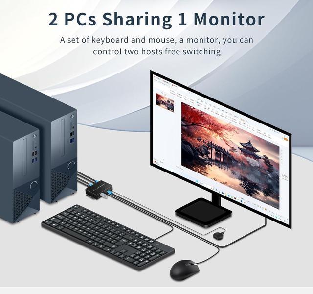 AUTYUE 2 Port HDMI KVM Switch For 2 Computers 1 Monitors 4K 60Hz USB 3.0 Devices KVM Switcher USB 3.0 HDMI Switch 2 In 1 Out With Desktop Controller Button Switches Support Windows Linux MacOS