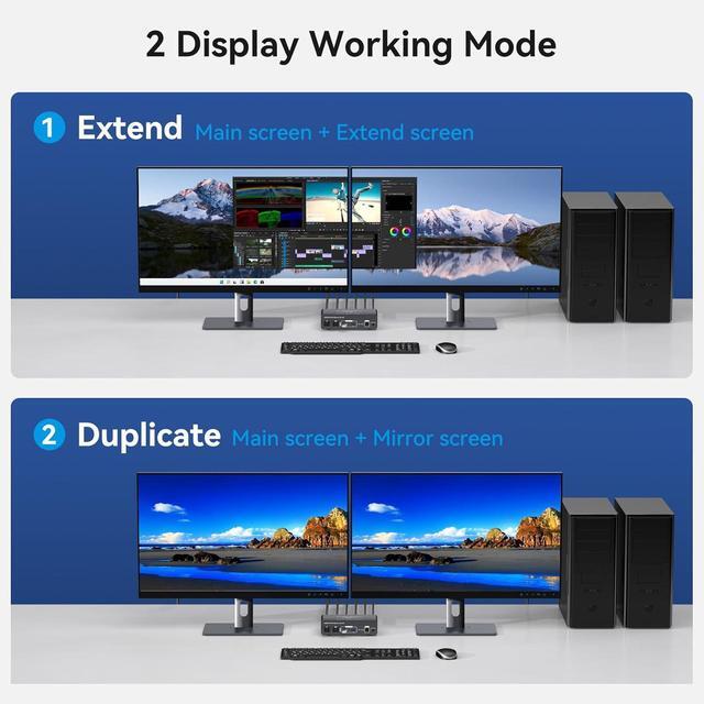 AUTYUE 8K 2 In 2 Out DisplayPort KVM Switch 2 Monitors 2 Computers 4K120Hz Aluminum Dual Monitor Displayport USB 3.0 KVM Switches For 2 PC Sharing One Monitor & 4 USB Devices With Desktop Controller