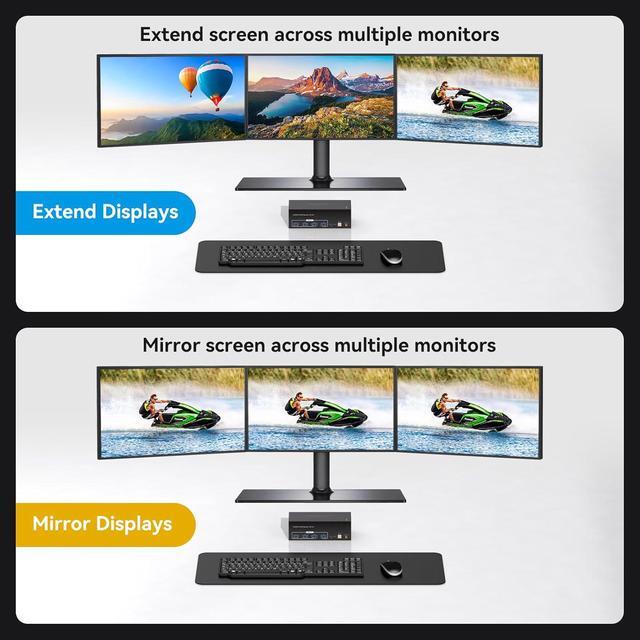 AUTYUE 8K HDMI + 2 Displayport KVM Switch 3 Monitors 2 Computers DP 1.4 8K 60Hz 4K 120Hz Display Port For Two PC Share Triple Monitor And 4 USB 3.0 Peripherals Support Extended And Duplicate Mode