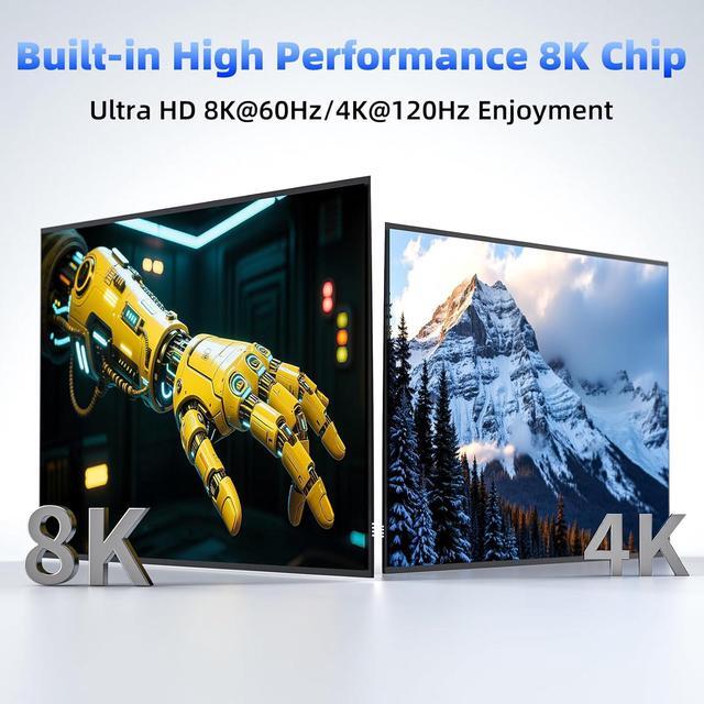 AUTYUE 8K HDMI KVM Switch 3 Monitors 2 Computers 3 Port HDMI Dual PC Triple Monitor 2 PC 8K 60Hz/4K 120Hz 2 In 3 Out USB 3.0 KVM Switches Wired Remote & USB 3.0 Cables & Power Cable Included