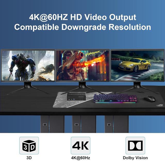AUTYUE HDMI + 2 Displayport USB 3.0 KVM Switch Triple Monitor For 2 Computers 4K 60Hz KVM Switch 2 Computers 3 Monitors With Audio Microphone Output And 3 USB 3.0 Ports Keyboard Mouse Switcher