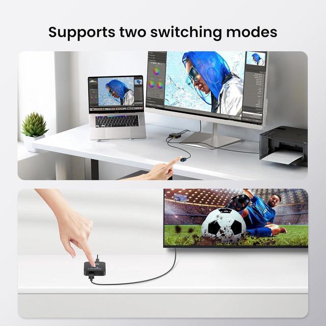 AUTYUE USB 2.0 Sharing Switch Printer Splitter For Two Computers With 2 USB Printer Cables(5ft/1.5M) USB Printer Sharing KVM Switch Support Desk Controller Printer Cable Splitter Plug And Play