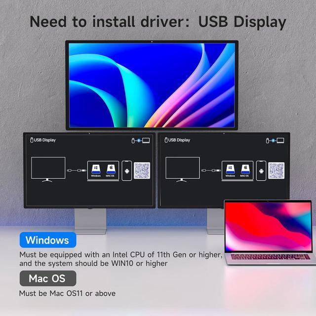 AUTYUE USB C KVM Switch 3 Monitors 2 PCs 4K/1080P 60Hz USB-C Triple Monitor KVM Switches With 4 USB3.2 Port For USB Device 10Gbps 80W PD Charging For Windows And Mac OS Driver Installation Is Required
