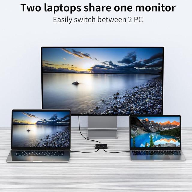 AUTYUE USB C Switch Bi-Directional USB C Switcher 2 Computers Type C KVM Switch 8K 60Hz 4K 120Hz Video/10Gbps Data Transfer/100W Charging Compatible With Thunderbolt Device 2 USB-C Cables Included