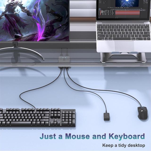 AUTYUE USB Switch 2 In 2 Out USB Switcher 2 Computers Sharing Keyboard And Mouse Printer Scanner Webcam Printer Splitter For 2 Computers 2 Port USB Selector With 2 USB Cables & External Controller