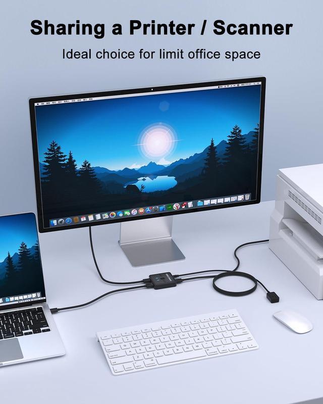 AUTYUE USB Switch 2 Port USB 3.0 Switch Selector USB Splitter 1 In 2 Out / 2 In 1 Out USB Switcher 2 Computers Share 1 USB Devices For Printer Keyboard Scanner Mouse Compatible With Mac/Win/Linux