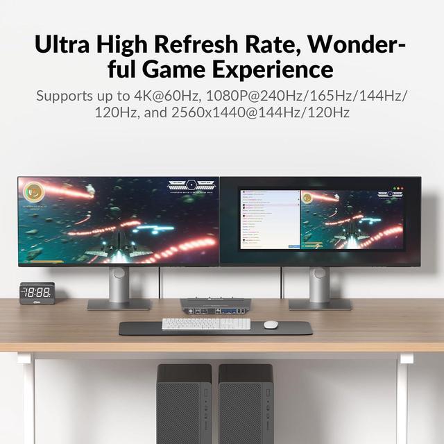 AV Access KVM Switch Dual Monitor 4K 60Hz USB 3.0 KVM Switch 2 Monitors 2 Computers For Gaming PC Keyboard Mouse Switcher EDID Hotkey Switch