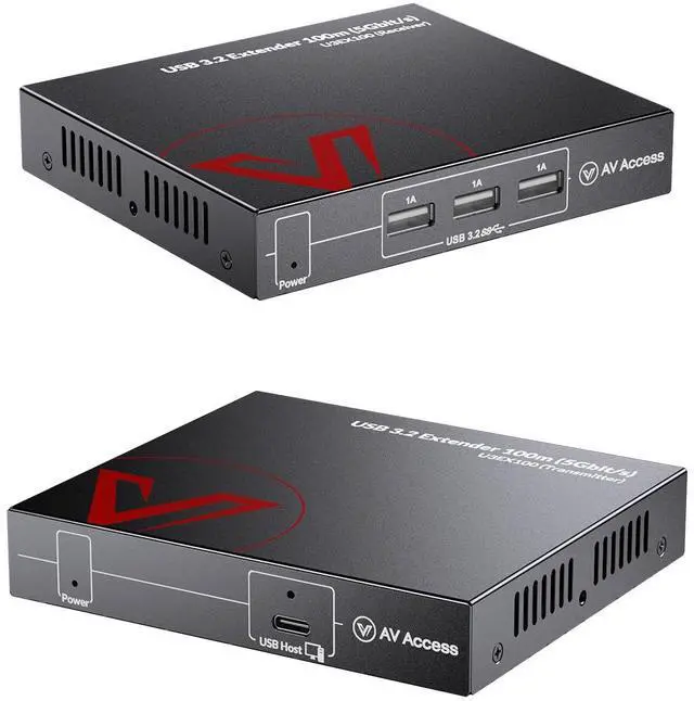 AV Access USB 3.0 Extender Over Ethernet Cat6a/7 100M/330FT 4 USB 3.2 Ports 5Gbps for Long Distance Extension USB-C Input Plug&Play No Driver Supports All Operating System HDbaseT PoC