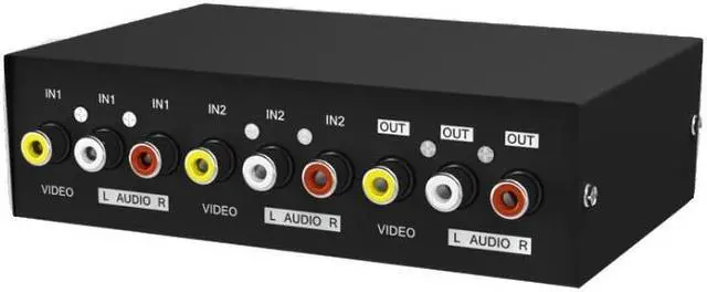 AV Switch 2x1RCA Switcher 4 in 1 Out Signa Composite Video L/R Stereo Audio Selector Box for DVD STB Game Consoles(2x1)