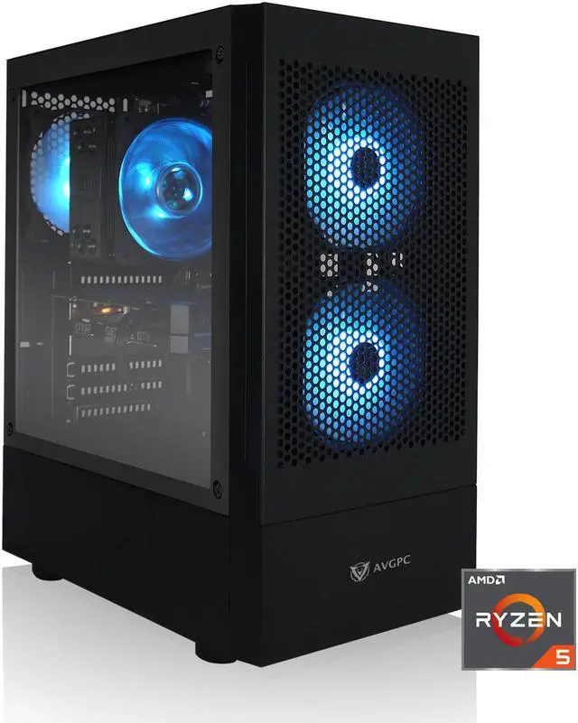 AVGPC Max Gaming PC AMD Ryzen 5 5600G 6-Core 4.4 GHz Max Boost AMD Radeon Vega 7 (GPU upgrade ready up to RTX 5070) 16GB 3200MHz DDR4 1TB M.2 NVMe SSD Hyper 212 RGB Cooler Windows 11 Wi-Fi/AC