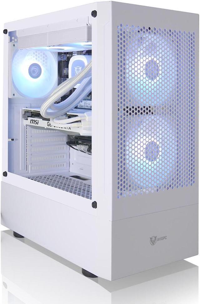 AVGPC Max Series Gaming PC - AMD Ryzen 5 5600X 4.6 GHz AMD RX 6600 GPU 16GB RAM 1TB M.2 NVMe SSD 240mm Liquid CPU Cooler ARGB Fans Wifi/AC MAX ATX Case Windows 11 White