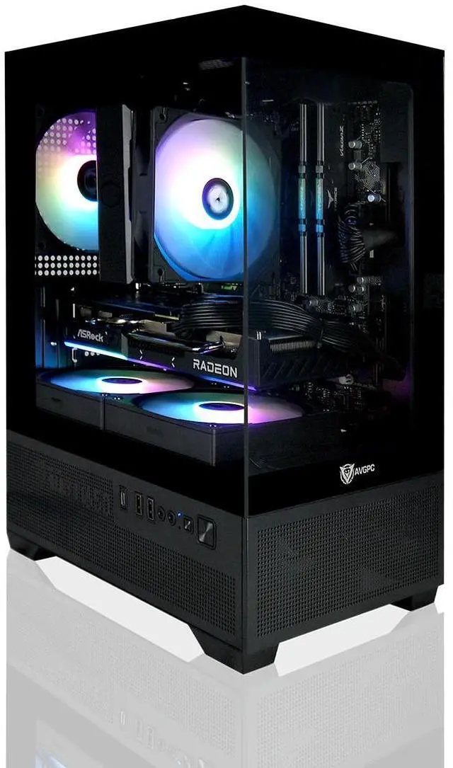 AVGPC Mini-X Gaming PC - Ryzen 7 5700X AMD Radeon RX 9060 XT 16GB VRAM 32GB 3200MHz DDR4 RAM 1TB NVME M.2 SSD Hyper 212 Cooler Wifi/AC black Case Windows 11