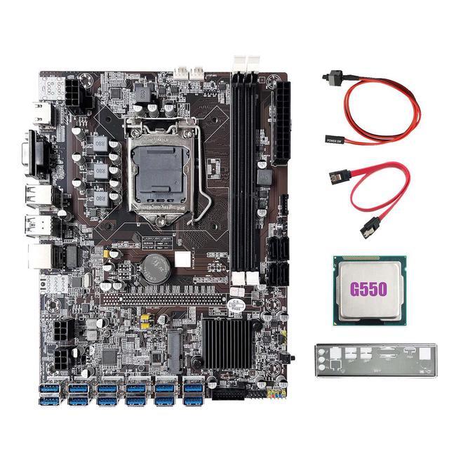 B75 12GPU BTC Mining Motherboard+G550 CPU+SATA Cable+Switch Cable Support 2XDDR3 RAM USB3.0 B75 12USB Miner Motherboard