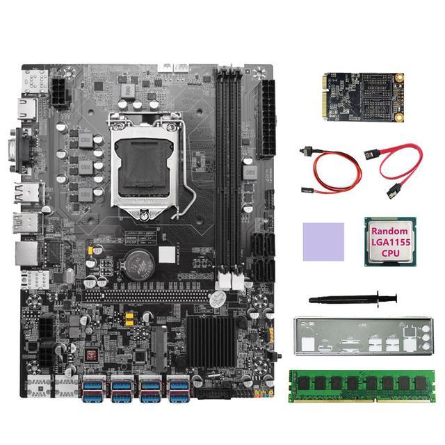 B75 12GPU BTC Mining Motherboard+Random CPU+DDR3 4GB 1600Mhz RAM+128G SSD Support 2XDDR3 RAM B75 12USB Miner Motherboard