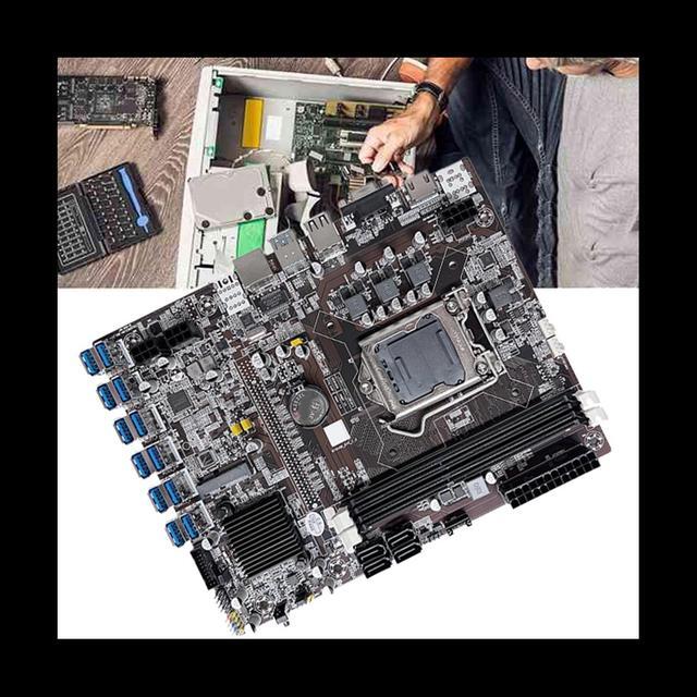B75 12GPU BTC Mining Motherboard+Random CPU+SATA Cable+Switch Cable Support 2XDDR3 RAM B75 12USB Miner Motherboard