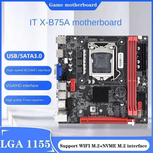 B75 (B75A) LGA1155 Motherboard+I3 2120 CPU+SATA Cable Supports 2XDDR3 Slot NVME M.2+WIFI M.2 USB3.0 SATA3.0 Motherboard