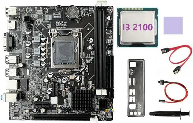B75 Motherboard+I3 2100 CPU+SATA Cable+Switch Cable+Baffle LGA1155 DDR3 for 2X8G for I3 I5 I7 Series Pentium Celeron CPU