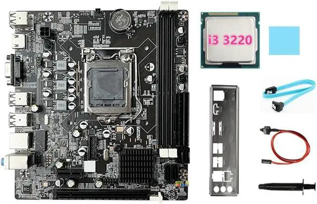 B75 Motherboard+I3 3220 CPU+SATA Cable+Switch Cable+Baffle LGA1155 DDR3 for I3 I5 I7 Series Pentium Celeron CPU