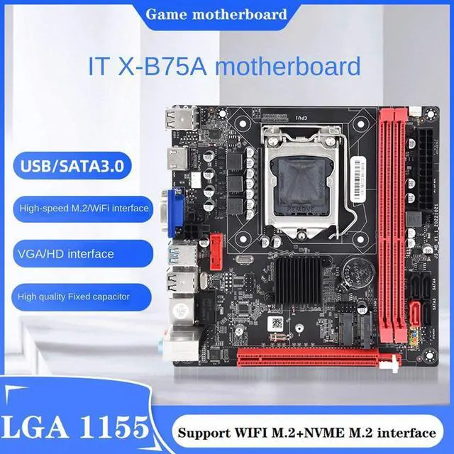 B75A LGA1155 DDR3 Motherboard+I3 2120 CPU+Thermal Grease+SATA Cable Support NVME M.2+WIFI M.2 Interface USB3.0 SATA3.0