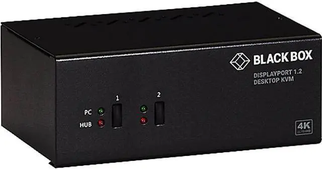 Black Box KV6222DP KVM Switch - Dual-Monitor DisplayPort 1.2 4K 60Hz USB 3.0 Hub Audio
