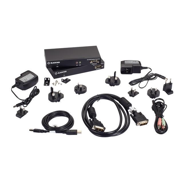 Black Box KVX Series KVM Extender Kit Over CATx - DVI-D USB 2.0 Serial Audio Local Video KVXLC-100-R2