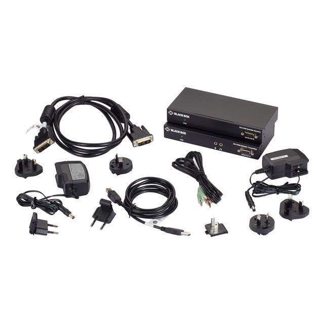 Black Box KVX Series KVM Extender Kit Over Fiber - DVI-D USB 2.0 Serial Audio Local Video KVXLCF-100-R2