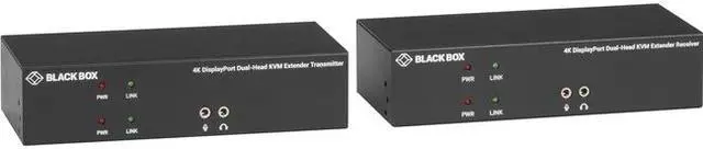 Black Box KVX Series KVXLCDPF-200 KVM Extender over Fiber - 4K Dual-Head DisplayPort USB 2.0 Serial Audio Local Video