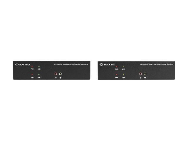 Black Box KVX Series KVXLCHDP-200 KVM Extender Over CATx - 4K Dual-Head HDMI/DisplayPort USB 2.0 Serial Audio Local Video