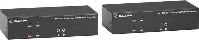 Black Box KVX Series KVXLCHDP-200 KVM Extender over CATx - 4K Dual-Head HDMI/DisplayPort USB 2.0 Serial Audio Local Video
