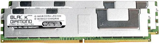Black Diamond Memory 128GB (2 x 64GB) ECC Registered DDR4 2133 (PC4 17000) Server Memory Model BD64GX22133MQR96