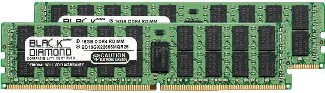 Black Diamond Memory 32GB (2 x 16GB) ECC Registered DDR4 2666 (PC4 21300) Server Memory Model BD16GX22666MQR26