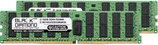 Black Diamond Memory 32GB (2 x 16GB) ECC Registered DDR4 2933 (PC4 23400) Server Memory Model BD16GX22933MQR26