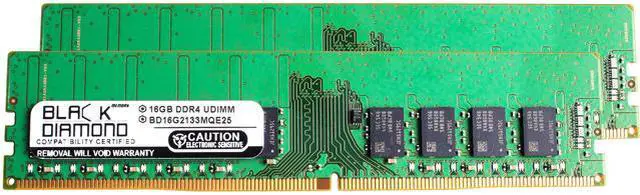 Black Diamond Memory 32GB (2 x 16GB) ECC Unbuffered DDR4 2133 (PC4 17000) Server Memory Model BD16GX22133MQE28