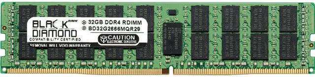 Black Diamond Memory 32GB ECC Registered DDR4 2666 (PC4 21300) Server Memory Model BD32G2666MQR29