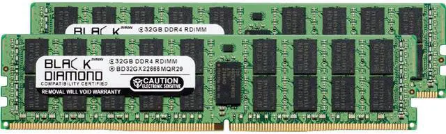 Black Diamond Memory 64GB (2 x 32GB) ECC Registered DDR4 2666 (PC4 21300) Server Memory Model BD32GX22666MQR29
