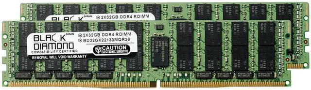 Black Diamond Memory 64GB (2 x 32GB) ECC Registered DDR4 2133 (PC4 17000) Server Memory Model BD32GX22133MQR26