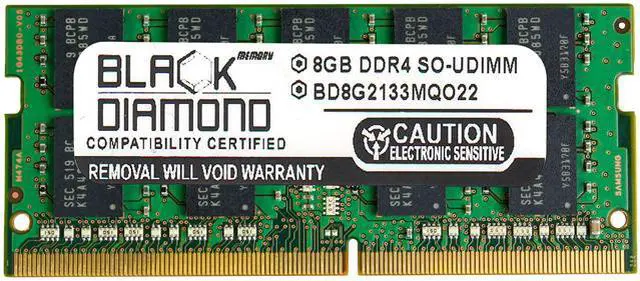 Black Diamond Memory 8GB ECC Unbuffered DDR4 2133 (PC4 17000) Server Memory Model BD8G2133MQO22