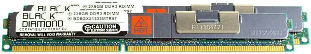 Black Diamond Memory VLP 16GB (2 x 8GB) ECC Registered DDR3 1333 (PC3 10600) Server Memory Model BD8GX21333MTR97