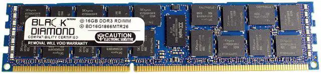 Black Diamond Server Memory 16GB 240-Pin DDR3 SDRAM ECC Registered DDR3 1866 (PC3 14900) Model BD16G1866MTR26