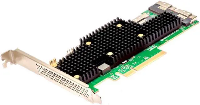 Boardcom 9600 Series 24G PCIe 4.0 Tri-Mode RAID Adapters and eHBAs x8 PCIe 4.0 eHBA features 8 internal and 8 external ports for high-performance and increased connectivity