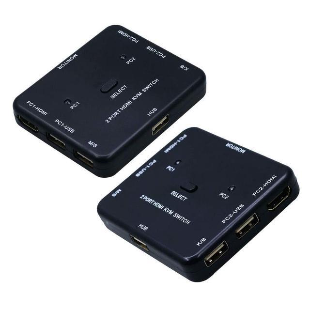 BUCIER 2 Port HDMI Switcher 2 Port USB KVM Switch 2 In 1 Out HD Switch USB Keyboard Mouse Sharing Device For Computer PC Laptop Desktop Monitor Printer Keyboard Mouse Control