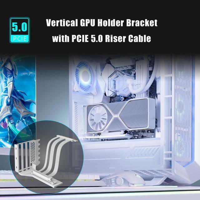 BUCIER 2-Slot GPU Support Bracket With 200mm PCIe 5.0 Riser Cable For GPU Vertical Mount Compatible With RTX5090 RTX4090 RX9070 RX7900 PC Cases With Open PCI 7/8-slot Design
