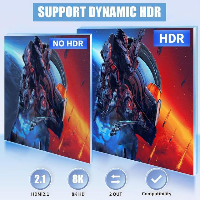 BUCIER 2x2 HDMI Switch Splitter HDMI 2.1 Switcher 2 In 2 Out 8K 60Hz 4K 120Hz W/IR Remote Control Supports HDCP 2.3 HDR HDR10 HDR 10+ 3D