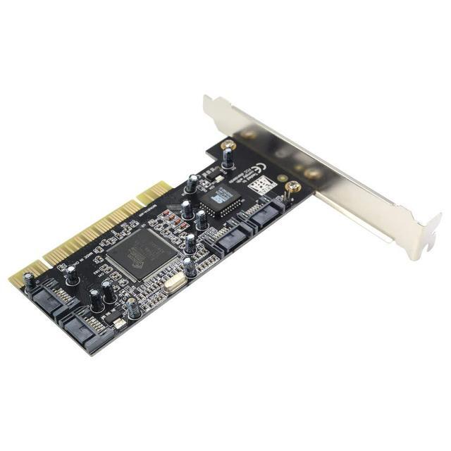 BUCIER 4 Ports PCI SATA Raid Controller Internal Expansion Card With 2 Sata Cables PCI To SATA Adapter Converter For Desktop PC Support HDD SSD