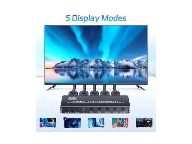 BUCIER 4K HDMI Quad Multiviewer 4x1 1080P HDMI Screen Multi-Viewer Seamless Switcher 4 In 1 Out Screen Segmentation Video Multiplexer
