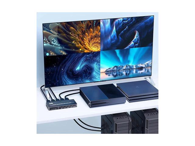 BUCIER 4K HDMI Quad Multiviewer 4x1 1080P HDMI Screen Multi-Viewer Seamless Switcher 4 In 1 Out Screen Segmentation Video Multiplexer