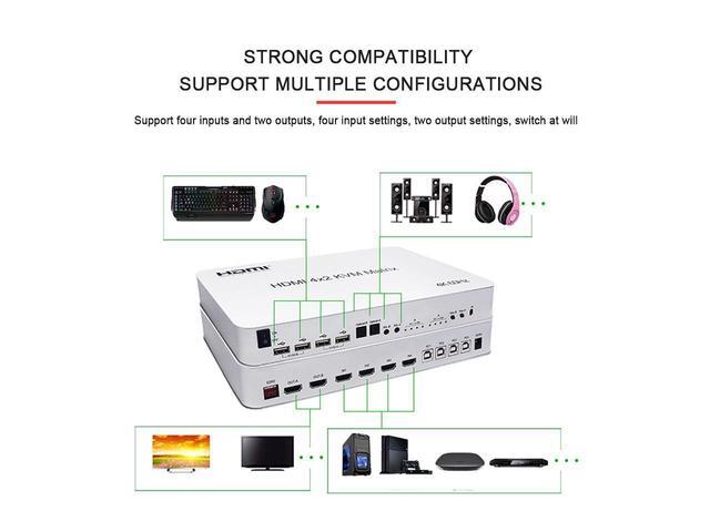 BUCIER 4X2 HDMI KVM Switch Matrix 4Port Dual Monitor Extended Display 4K 60Hz Supports USB2.0 Devices Control Up To 4 Computers