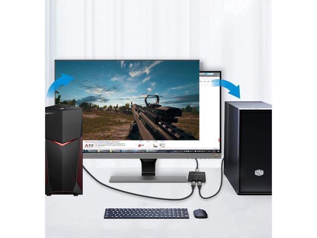 BUCIER DisplayPort Switch Bidirectional DisplayPort 1.4 KVM Splitter 2 Input 1 Output - Supports 8K 4K 3D 1080P HD Manual DP Switcher For PC Host Monitor Etc