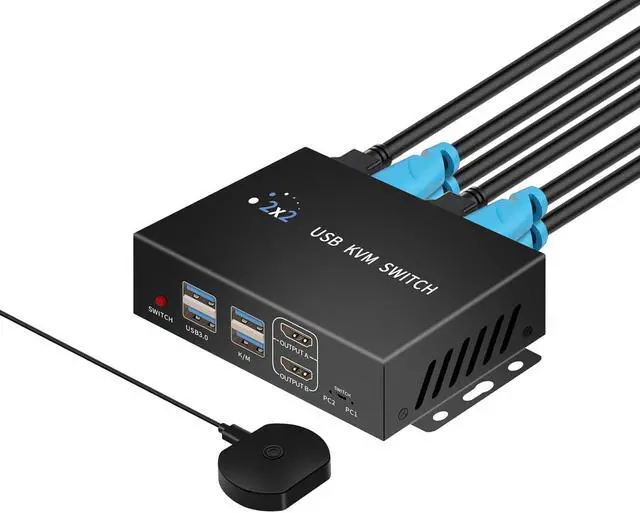 BUCIER Dual Monitor Kvm Switch 2 Monitors 2 Computers HDMI 4k 60HZ USB3.0. kvm switches 1 Monitors 2 Monitor 2 Computers USB switcher 2 Computers Keyboard Mouse Switch (USB3.0+4KHDMI)